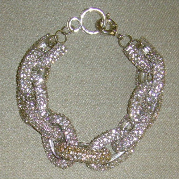 Brilliant Silver-Tone and Rhinestone Chain Link Bracelet - BLING! - Picture 1 of 14